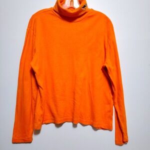 Holiday Editions Orange Long Sleeve Turtleneck Top Halloween Embroidered Cat L G